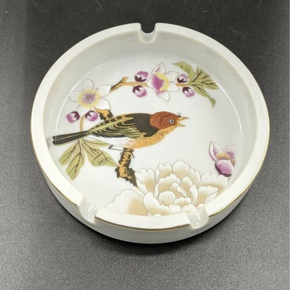 Porcelain Ashtray Shafford Japan Bird Floral - Picture 9 of 10